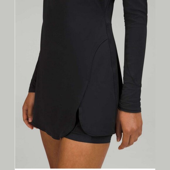 NEW Lululemon Size 10 Women's Nulux Long-Sleeve Tennis Dress Skort Romper, Black - Picture 3 of 6